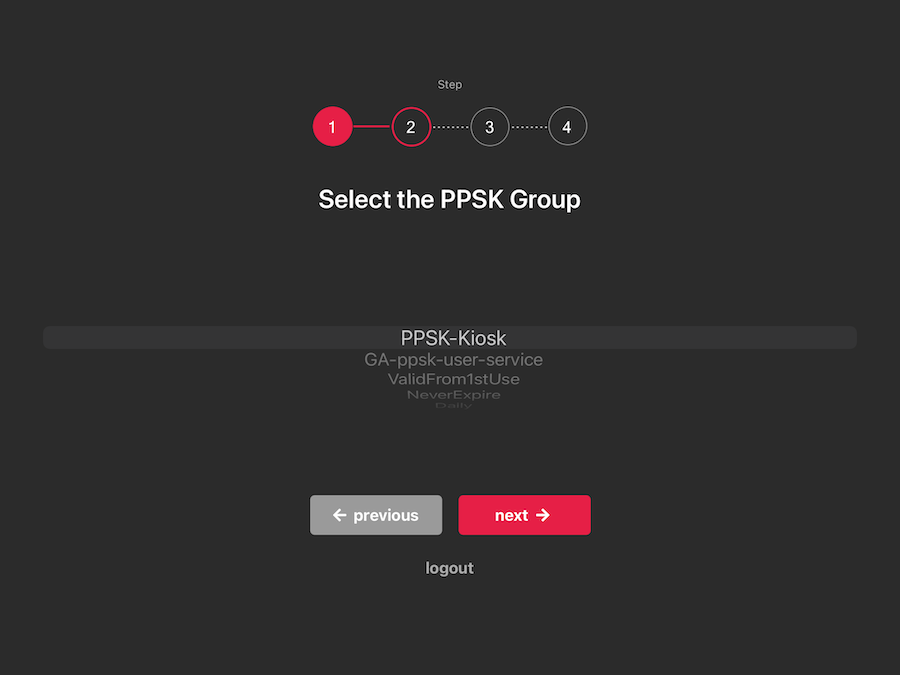 PPSK Kiosk iPad onboarding screen